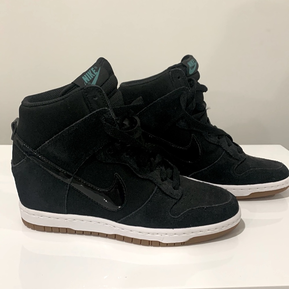 Nike Dunk Sky Hi black suede wedge sneakers size 6.5